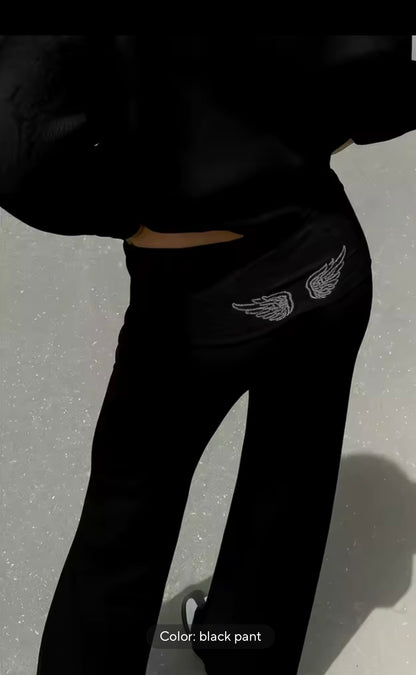 Chin.Sweety Casual Sequined Angel Wings Oversized Hoodie Women Loose Grey Long Sleeve Street Warm Pullover 2025 Winter Lady Daily Wear New